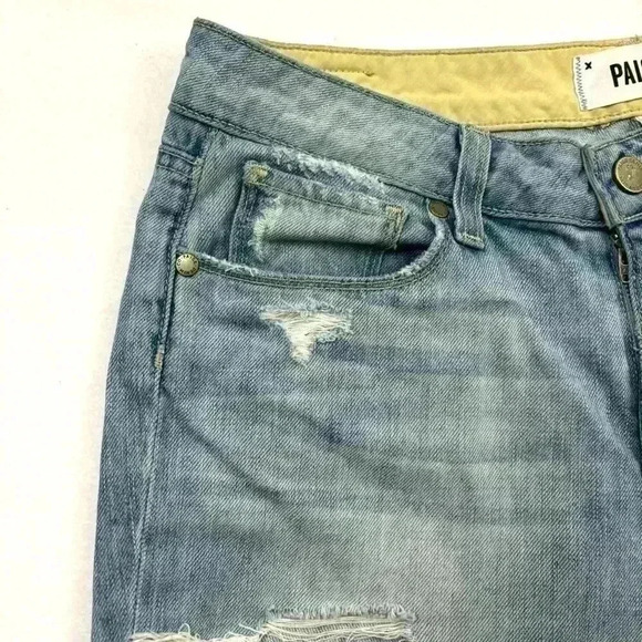 Paige Callie Crop Broke Distress Light Wash Boyfriend Midrise Ankle Jean Size 28 - Picture 3 of 15